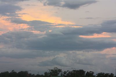 Low angle view of clouds in sky during sunset