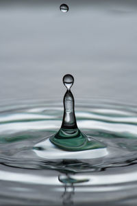 Close-up of drop splashing in water