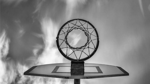 Low angle view of basketball hoop against sky