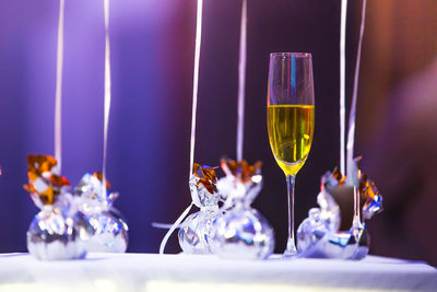 Close-up of wine glass on table