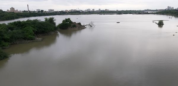Scenic view of lake against sky