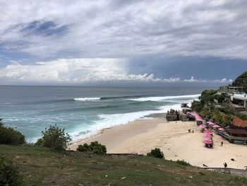 Scenic view of beach against sky