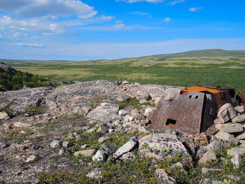 Scenic view of rocky mountains against sky