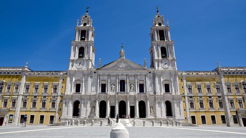 Low angle view of church against clear sky