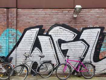 Bicycles on wall