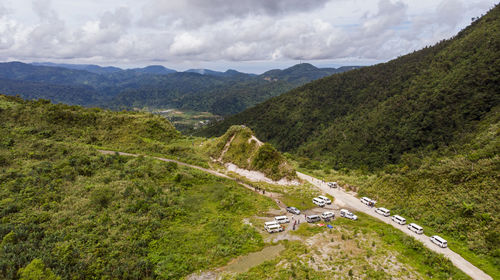 High angle view of landscape against sky