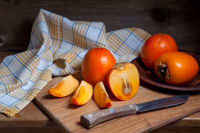 High angle view of tomatoes on table