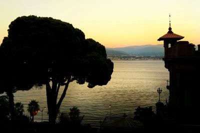 Scenic view of sea at sunset