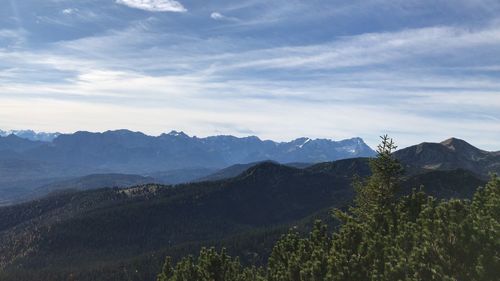 Scenic view of mountains against sky