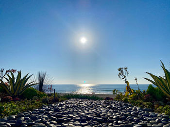 Scenic view of sea against clear sky