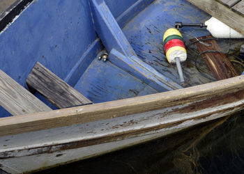 High angle view of toy boat