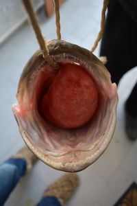 Close-up of hand holding ice cream