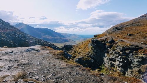 Scenic view of mountains against sky