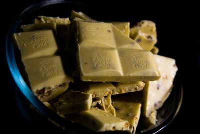 Close-up of food against black background