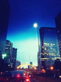 City lit up at night