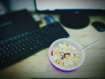 Close-up of food in bowl on table