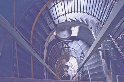 High angle view of spiral stairs