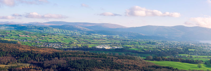 Scenic view of agricultural landscape against sky