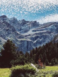 Scenic view of rocky mountains against sky