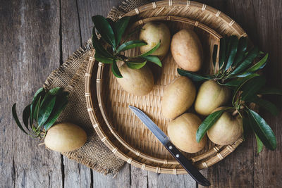High angle view of vegetables on table
