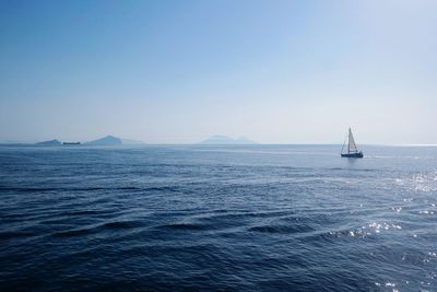 Boat sailing in sea