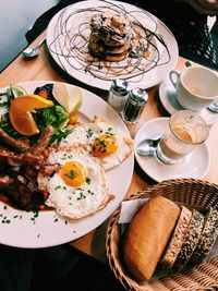 High angle view of food on table