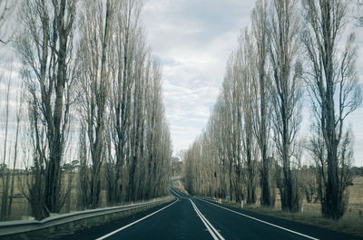 Road amidst trees against sky