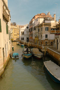 Daily urban scene from venice, italy with canal surrounded by residential buildings