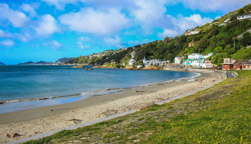 Scenic view of beach against sky