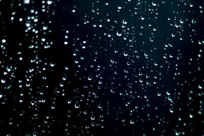 Full frame shot of raindrops on windshield
