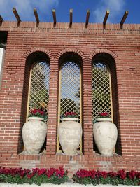 Low angle view of building on wall