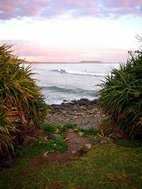 Scenic view of sea against sky during sunset