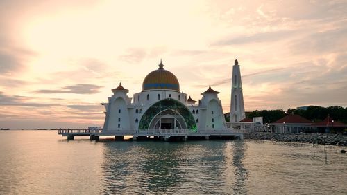 Melaka straits mosque during sunset