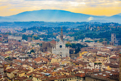 Cityscape of florence, tuscany, italy, during sunset in autumn.