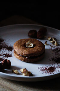 Close-up of sablè cookie in plate