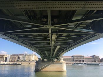 Low angle view of bridge over river in city