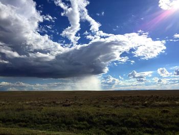 Scenic view of landscape against cloudy sky