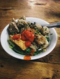 High angle view of meal served in plate