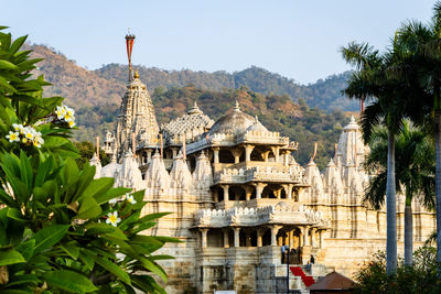 Ancient unique temple architecture with bright blue sky at day from different angle