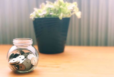 Close-up of jar on table