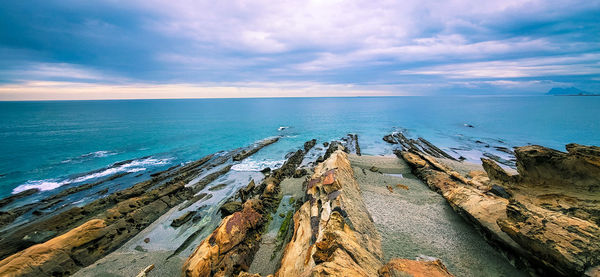 High angle view of beach against sky