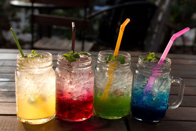 Close-up of drink served on table