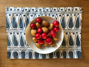 Directly above shot of fruits on table