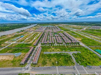High angle view of railroad track