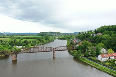 Bridge over river against sky