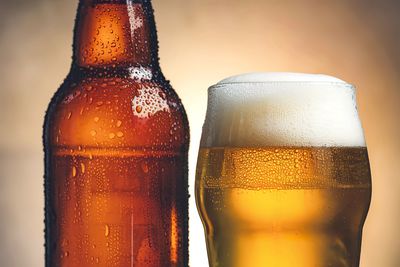 Close-up of beer glass