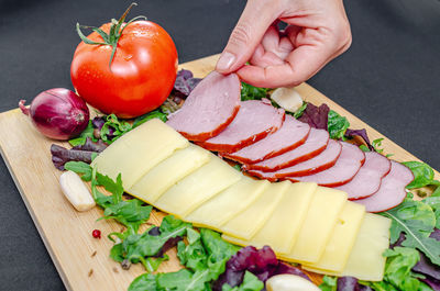 High angle view of food on table