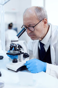 Young man working at clinic