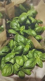 High angle view of vegetables on table