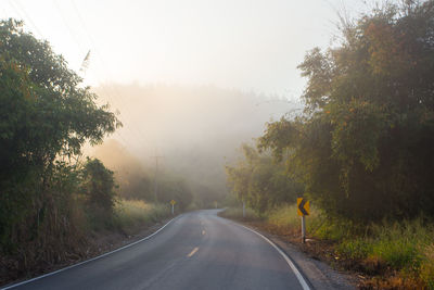 Road amidst trees against sky